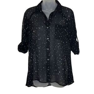 Express Button Down Sheer Stary Night Shirt XS